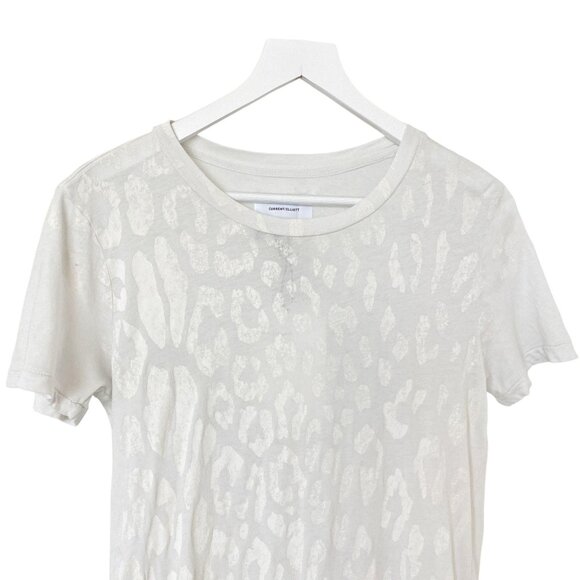 Current Elliott Vintage White Leopard Print Distressed Tee - Picture 3 of 3